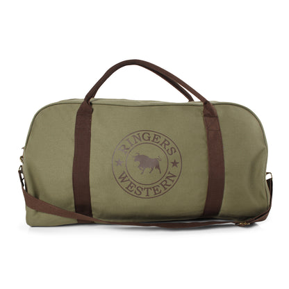 Ringers Western Gundagai Duffle Bag - Khaki with Deep Brown Print