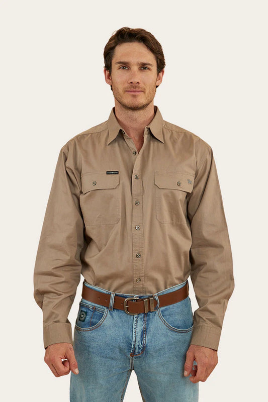 King River Mens Full Button Work Shirt - Clay