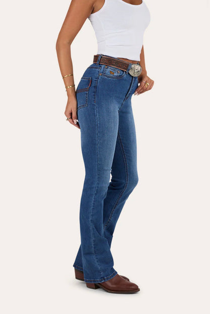 Penny Womens High Rise Bootleg Jean - Vintage Blue Wash