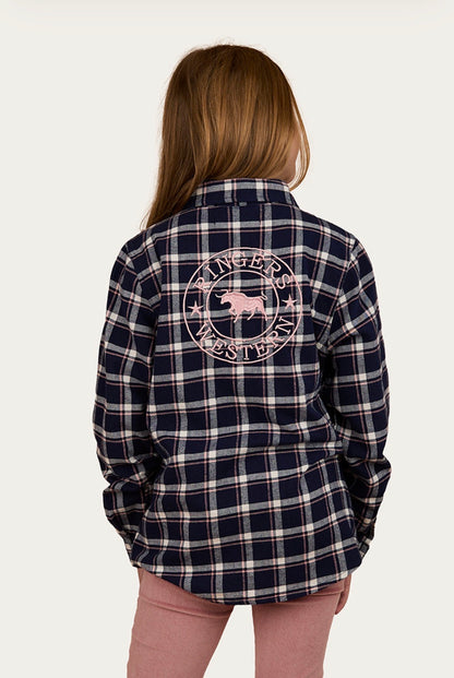 Rory Kids Flannel Shirt - Navy/Pink