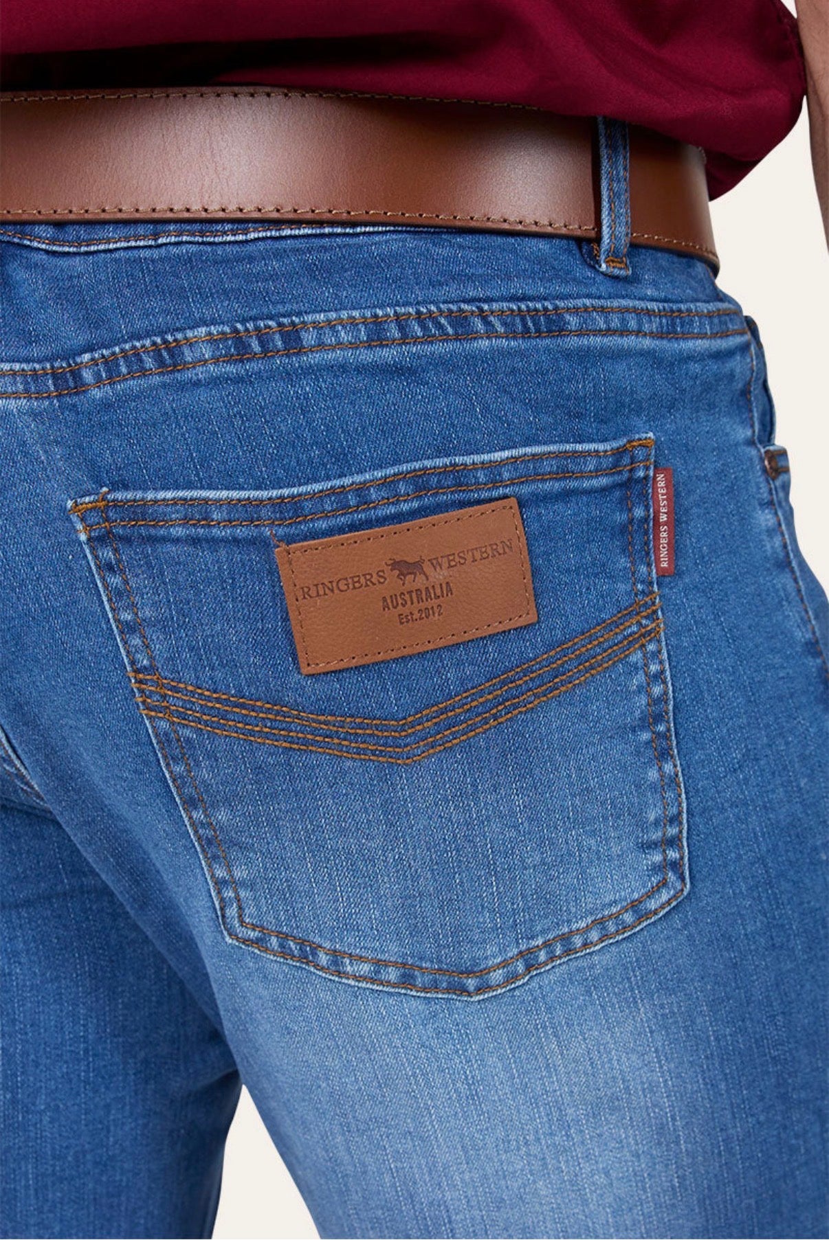 Sturt Mens Relaxed Leg Jeans - Mid Blue