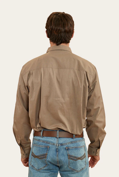 King River Mens Full Button Work Shirt - Clay