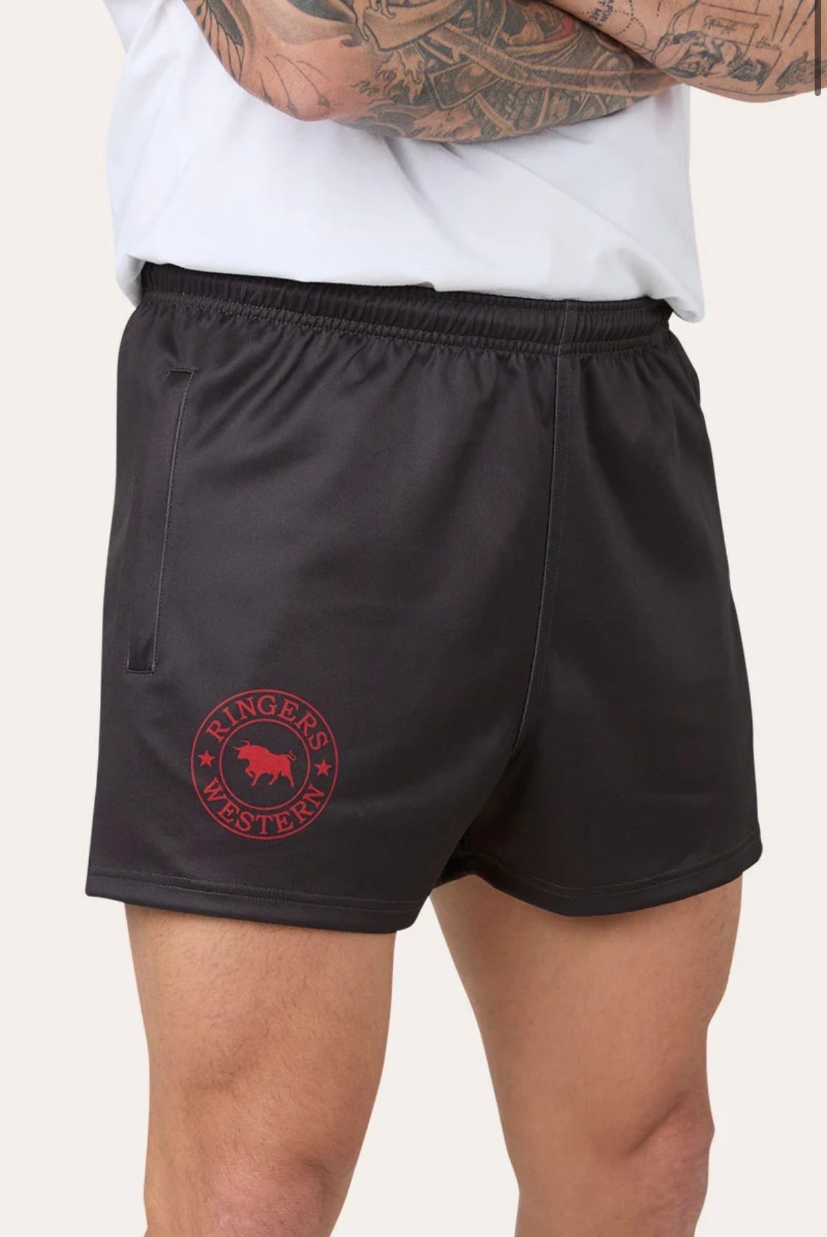Ringers Footy Shorts - Charcoal/Red