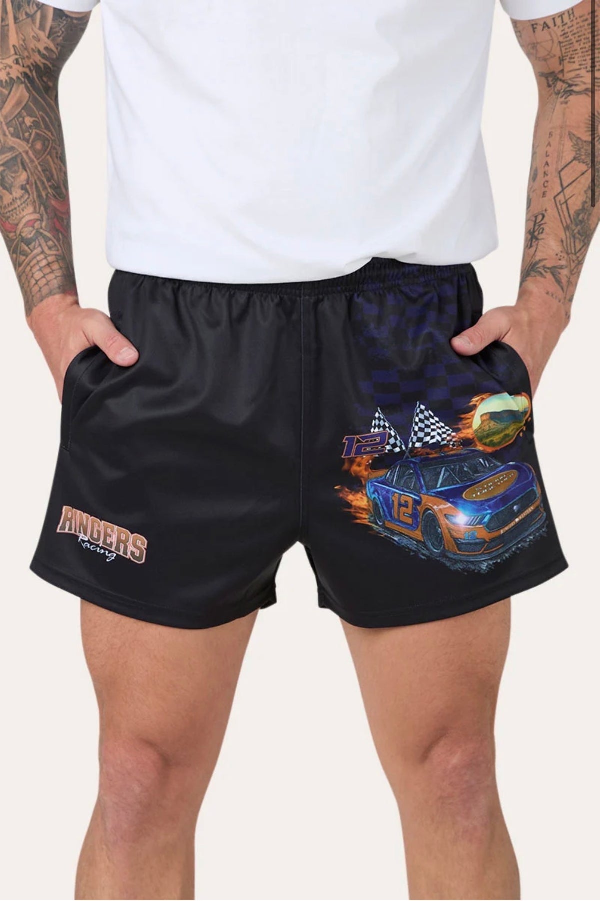 Ringers Racing Footy Shorts - Black