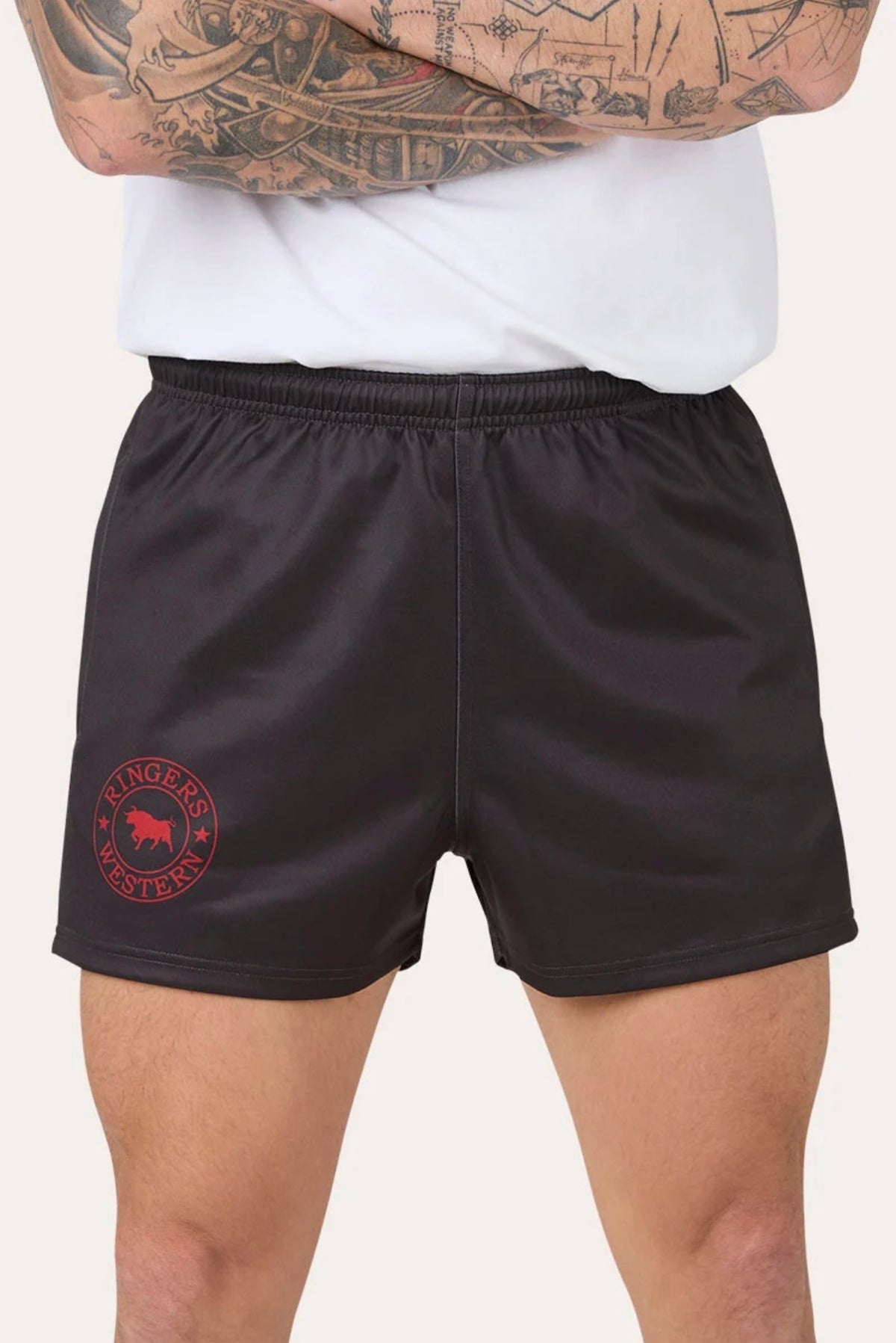 Ringers Footy Shorts - Charcoal/Red