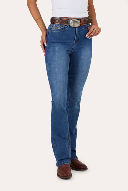 Penny Womens High Rise Bootleg Jean - Vintage Blue Wash