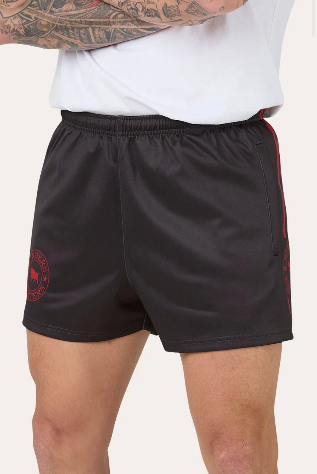 Ringers Footy Shorts - Charcoal/Red