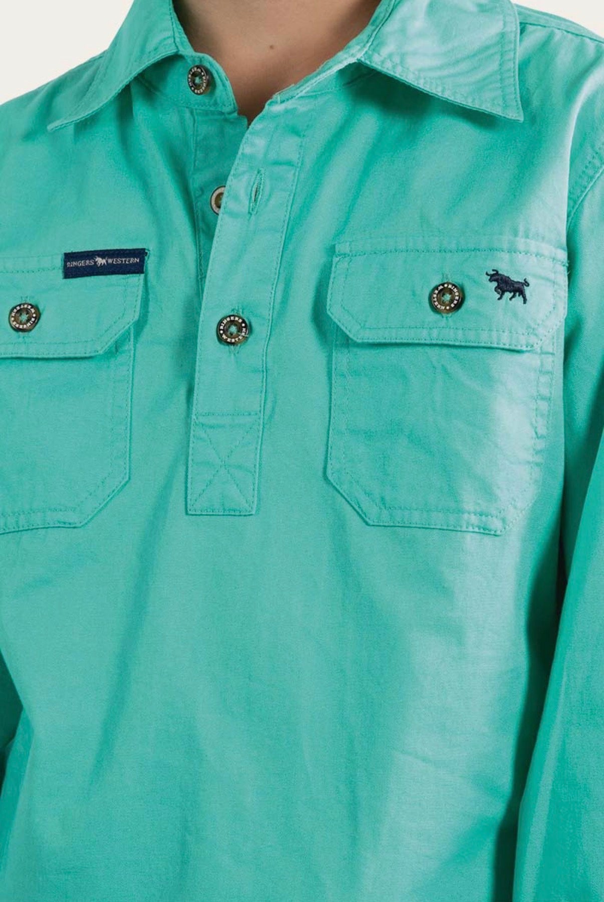 Ord River Kids Half Button Workshirt - Mint