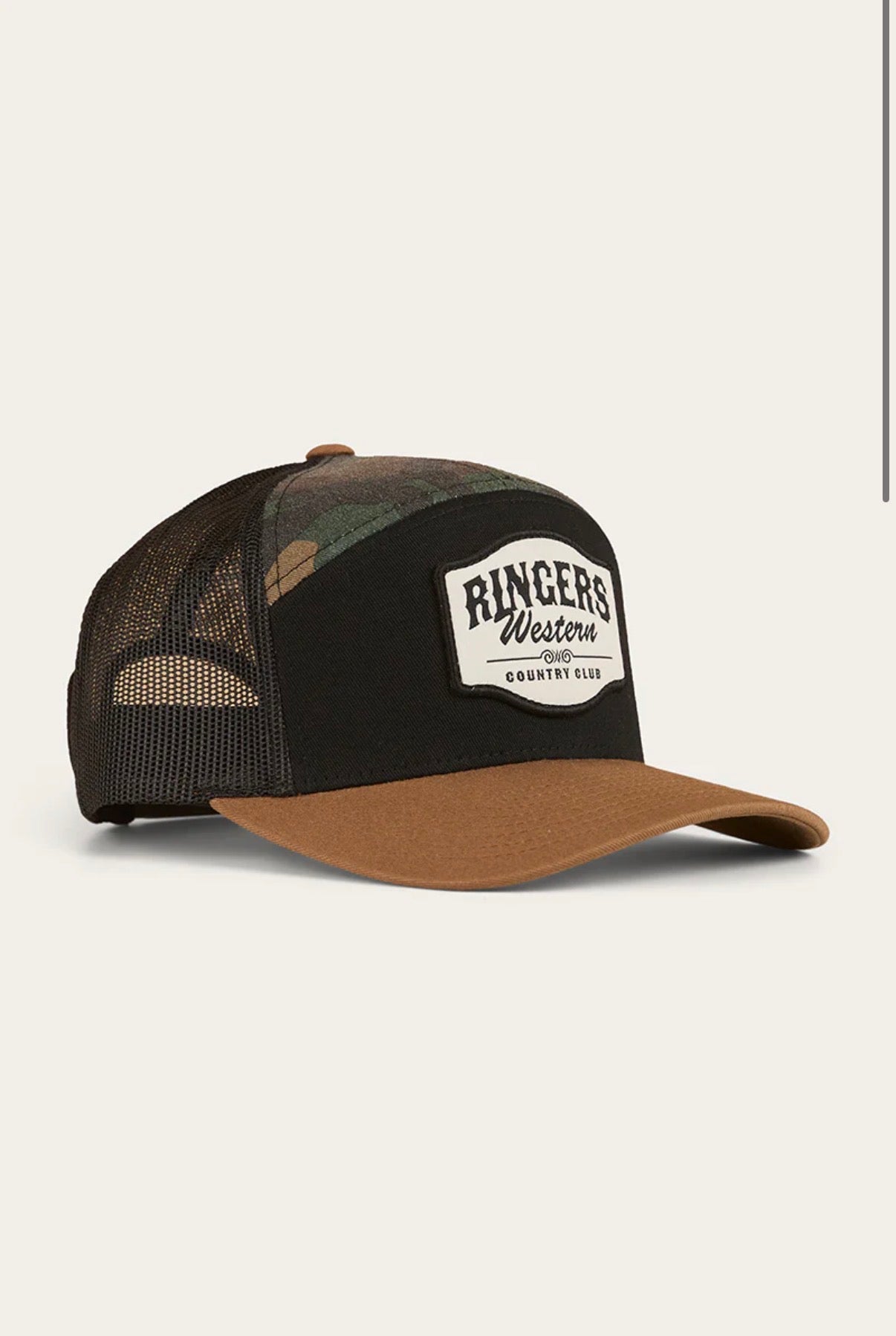 Country Club 7 Panel Cap - Black/Camo