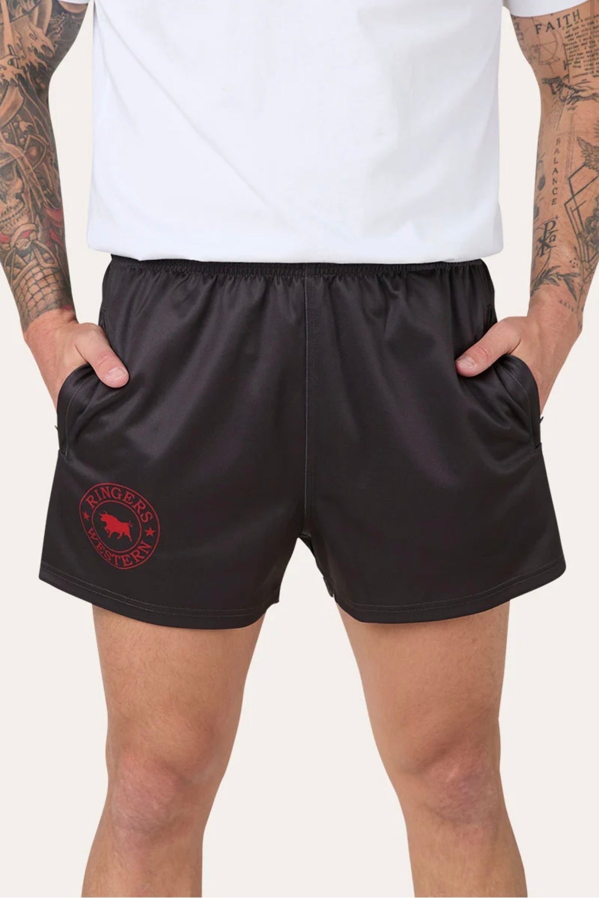 Ringers Footy Shorts - Charcoal/Red