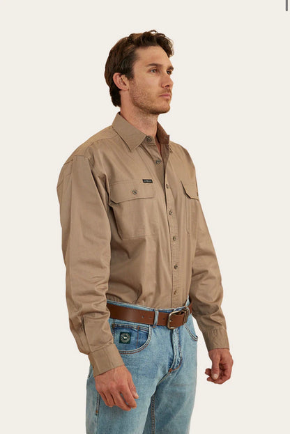 King River Mens Full Button Work Shirt - Clay