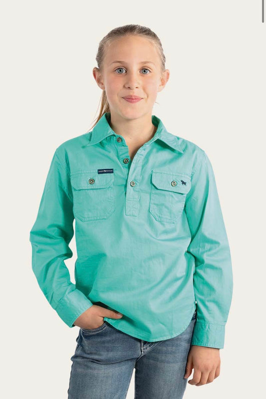 Ord River Kids Half Button Workshirt - Mint
