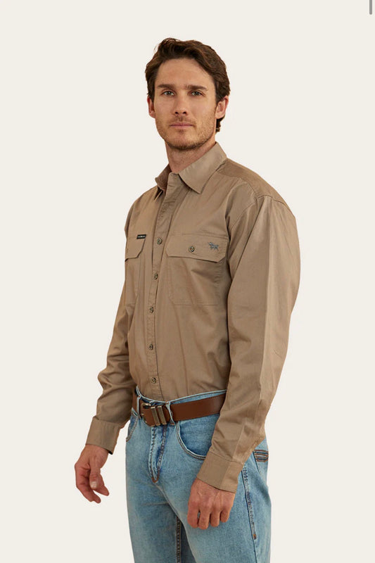 King River Mens Full Button Work Shirt - Clay