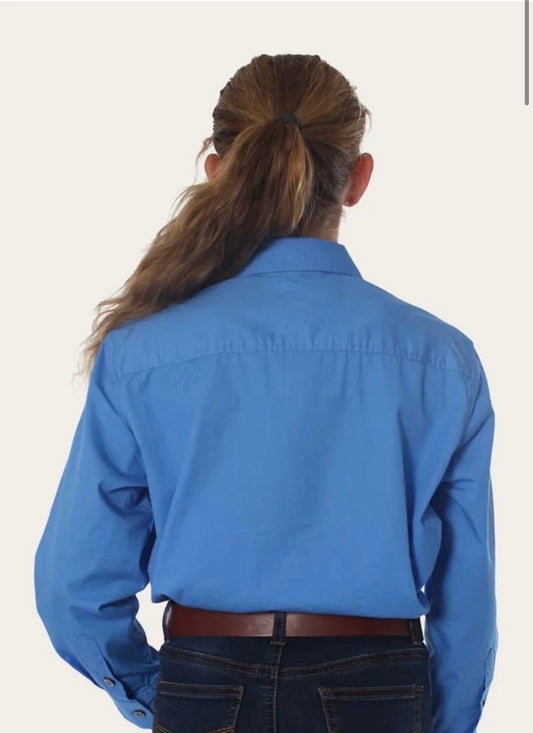 Ord River Kids Half Button Workshirt - Blue