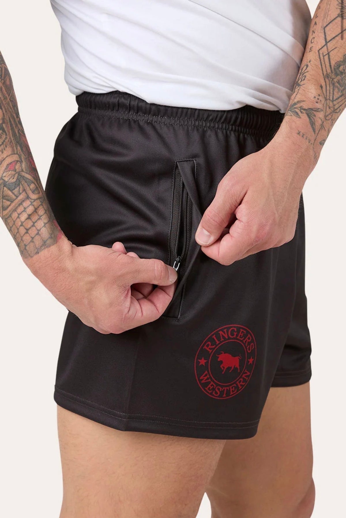 Ringers Footy Shorts - Charcoal/Red