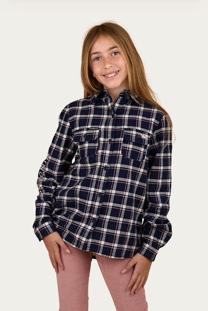 Rory Kids Flannel Shirt - Navy/Pink