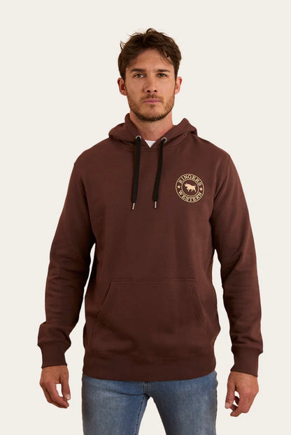 Signature Bull Mens Pullover Hoodie - Chocolate/Dark Sand