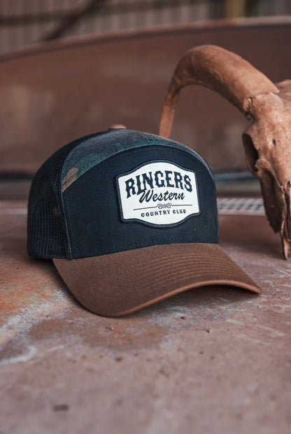 Country Club 7 Panel Cap - Black/Camo