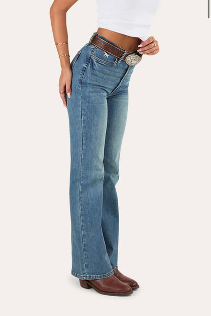 Indi Womens High Rise Bootleg Jean - Vintage Light Blue
