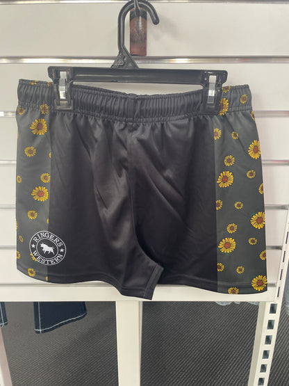 Sunflowers Kids Footy Shorts - Black/Multi