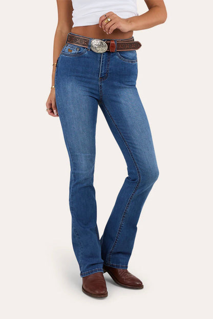 Penny Womens High Rise Bootleg Jean - Vintage Blue Wash