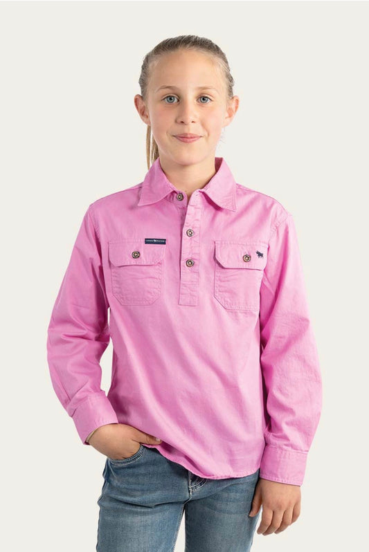 Ord River Kids Half Button Workshirt - Pastel Pink