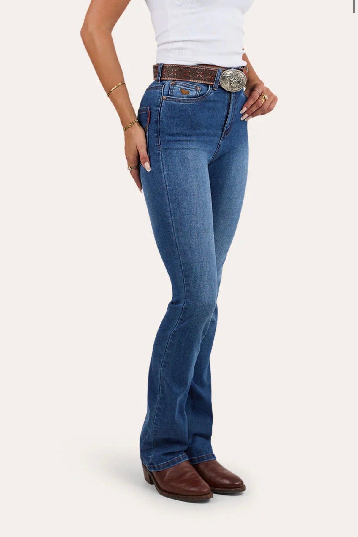 Penny Womens High Rise Bootleg Jean - Vintage Blue Wash