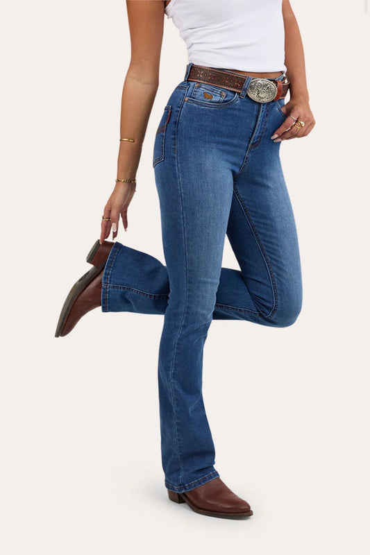 Penny Womens High Rise Bootleg Jean - Vintage Blue Wash