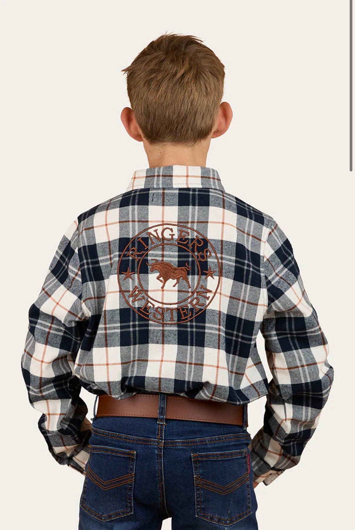 Rory Kids Flannel Shirt - Navy/Tobacco