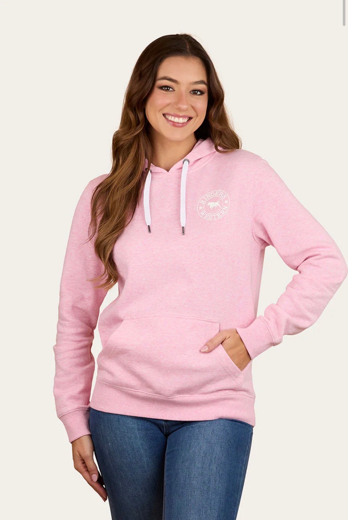 Signature Bull Womens Pullover Hoodie - Pink Marle