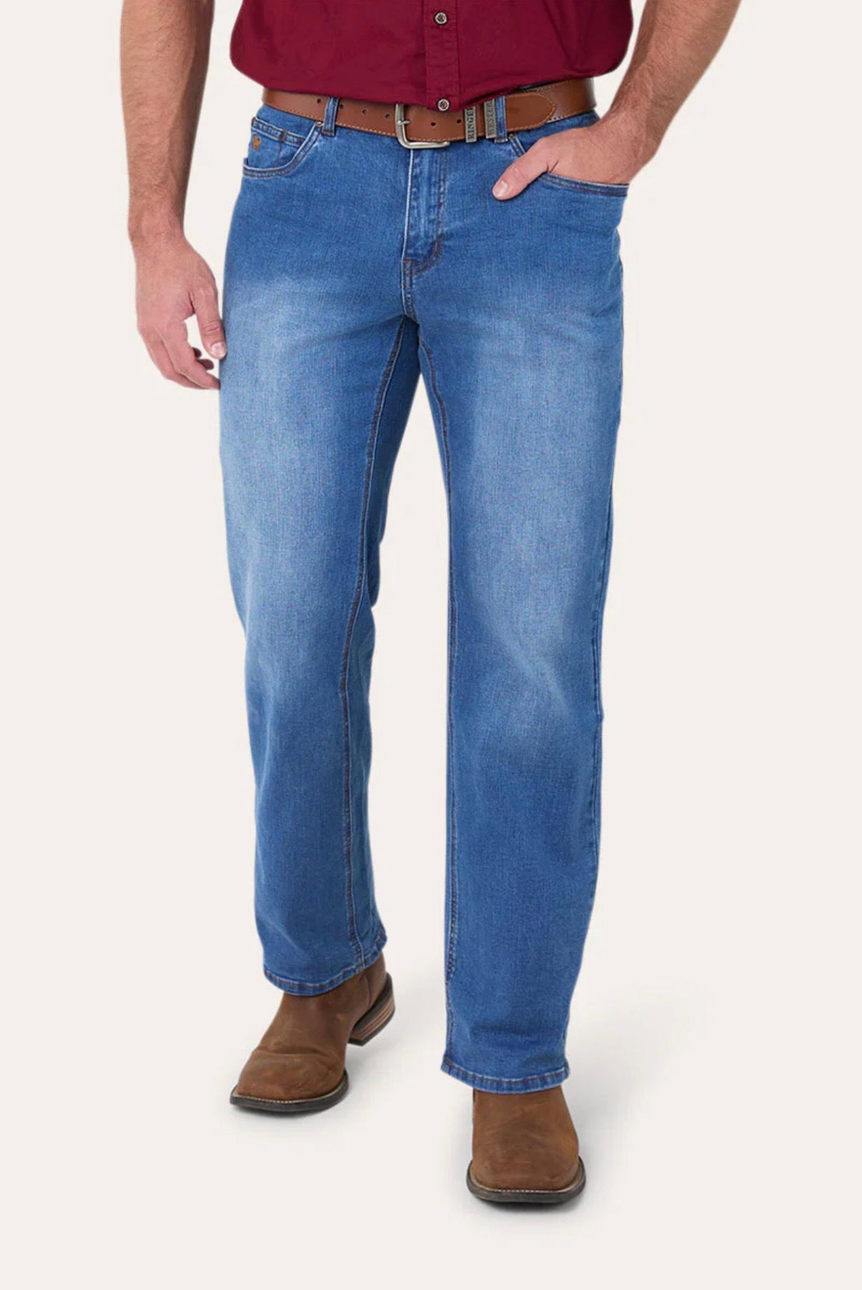 Sturt Mens Relaxed Leg Jeans - Mid Blue