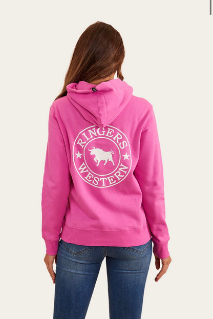 Signature Bull Womens Pullover Hoodie - Candy/White