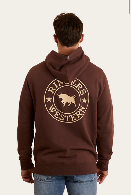 Signature Bull Mens Pullover Hoodie - Chocolate/Dark Sand