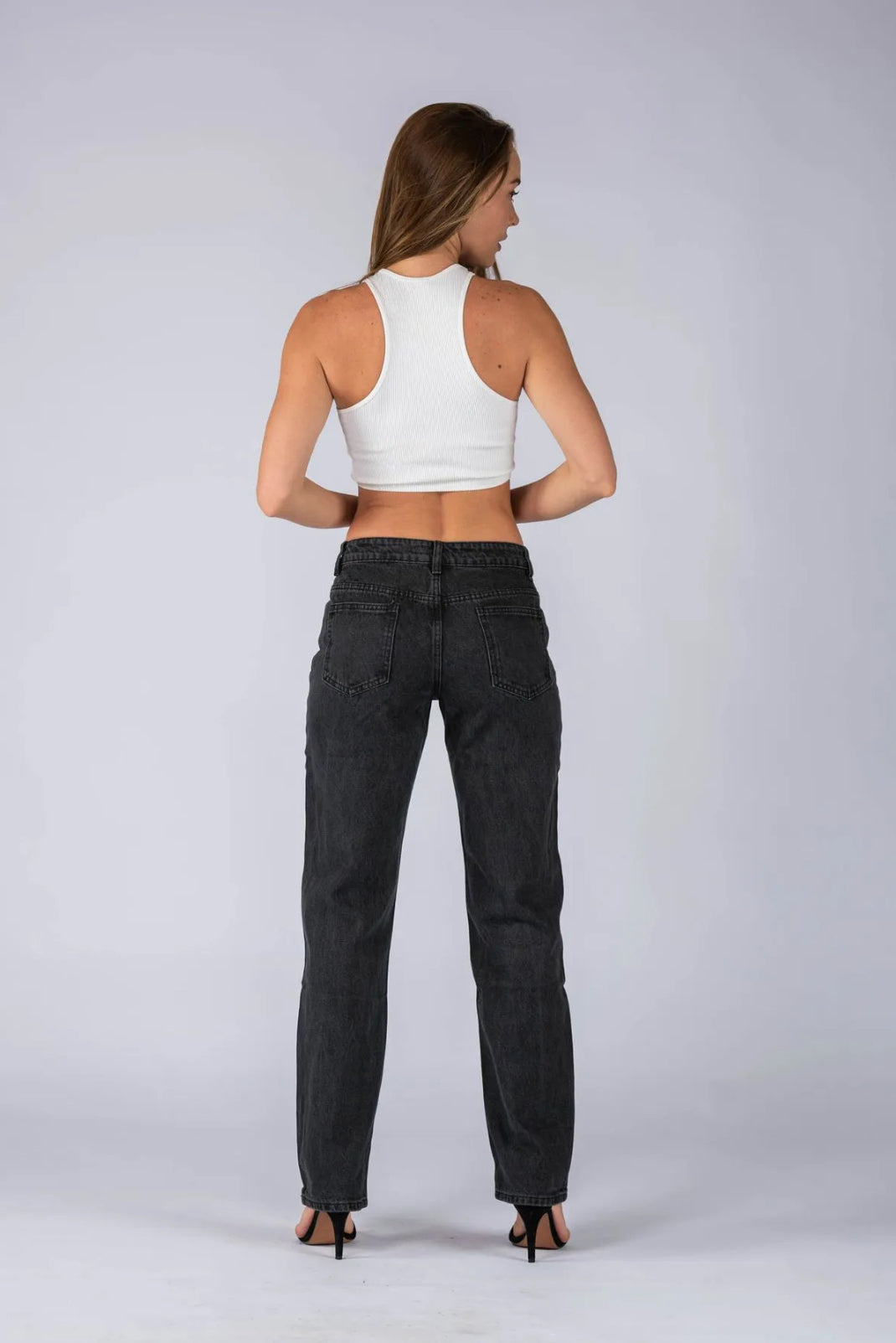 Non-Stretch Low Rise Jeans - Black
