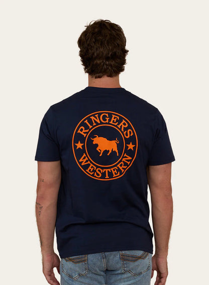 Signature Bull Mens Loose Fit T-Shirt - Navy/Orange