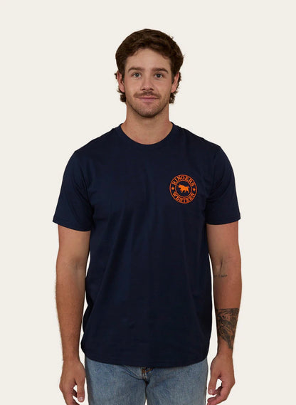 Signature Bull Mens Loose Fit T-Shirt - Navy/Orange