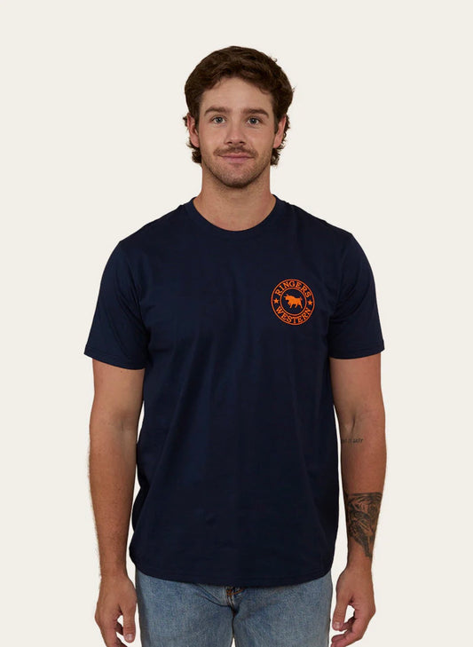 Signature Bull Mens Loose Fit T-Shirt - Navy/Orange