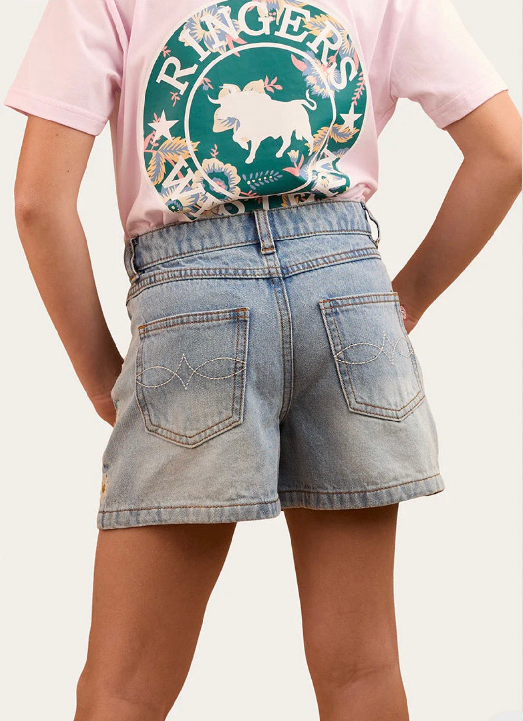 Ringers Western Bridie Kids Denim Short - Light Wash Blue