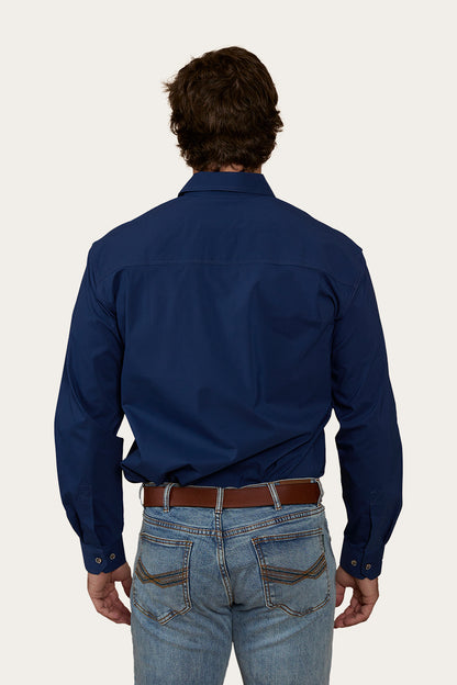 King River Mens Half Button Work Shirt - Navy