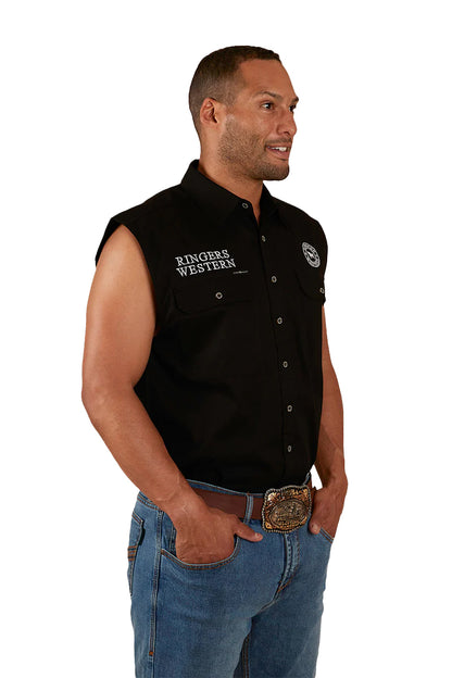 Hawkeye Mens Sleeveless Work Shirt - Black