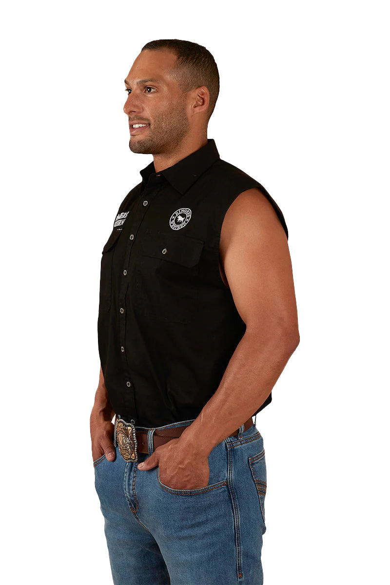 Hawkeye Mens Sleeveless Work Shirt - Black