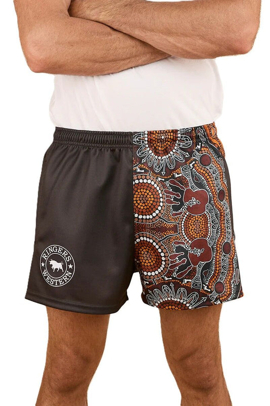 Walkabout Warrior Footy Shorts - Charcoal/Multi
