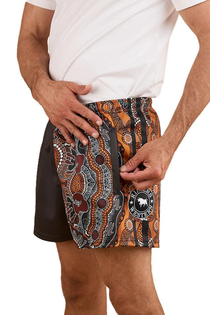 Walkabout Warrior Footy Shorts - Charcoal/Multi