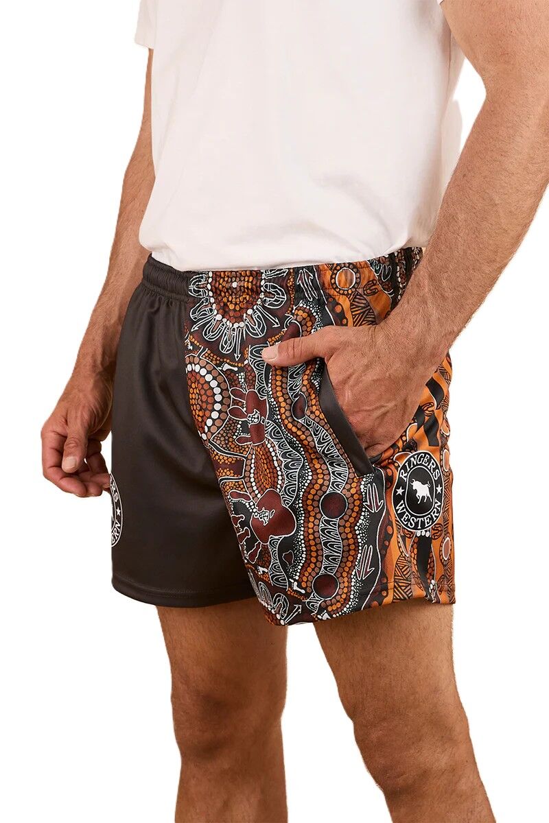 Walkabout Warrior Footy Shorts - Charcoal/Multi