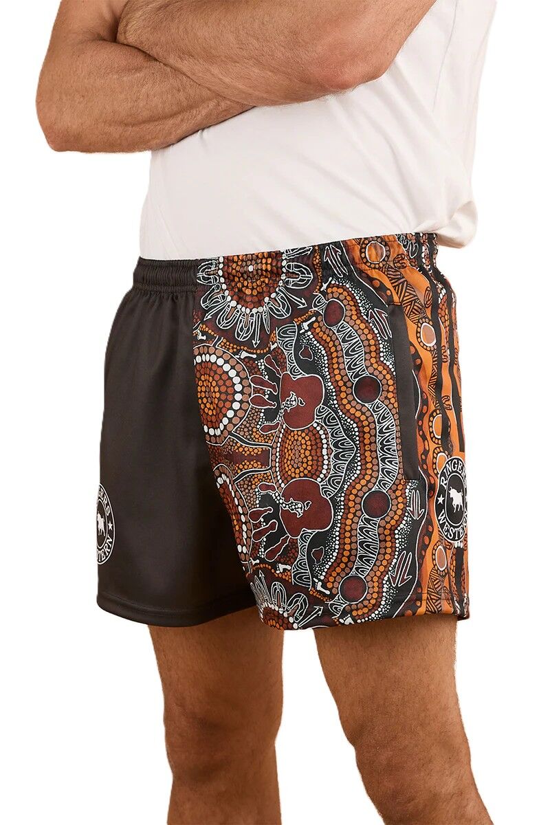 Walkabout Warrior Footy Shorts - Charcoal/Multi