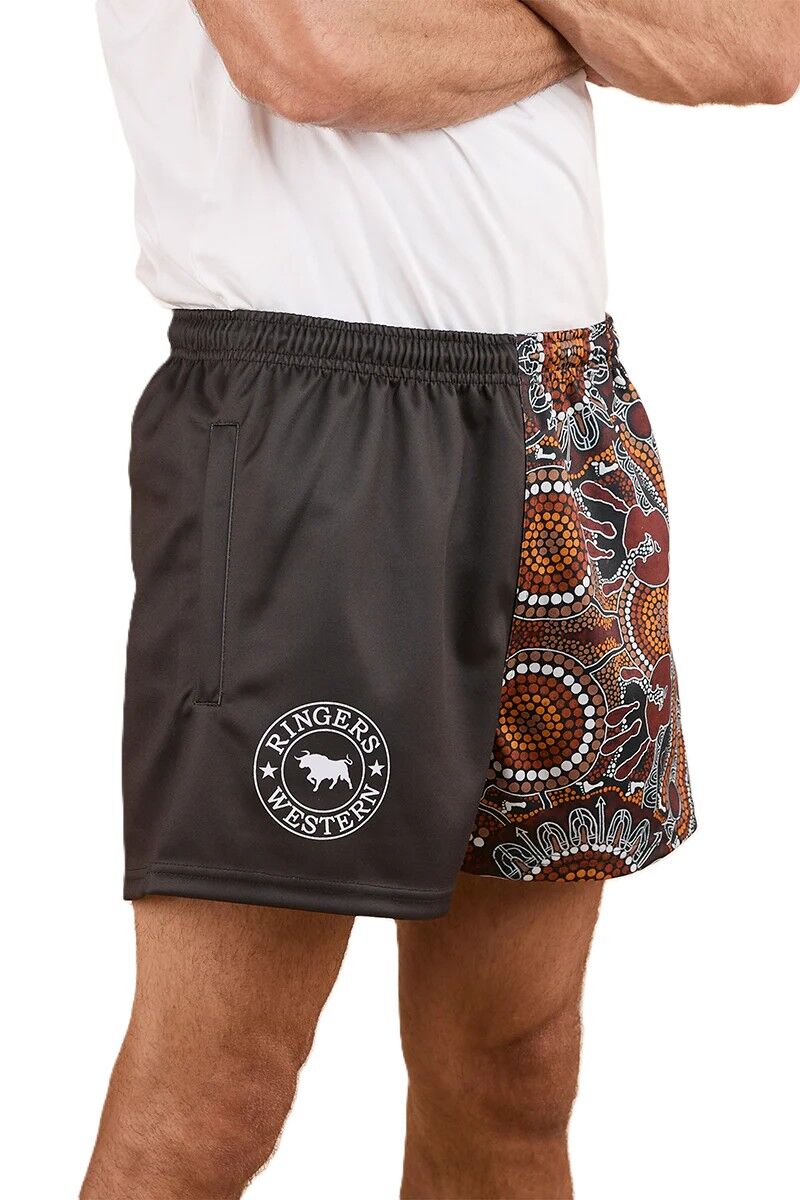 Walkabout Warrior Footy Shorts - Charcoal/Multi