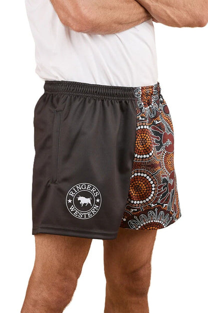 Walkabout Warrior Footy Shorts - Charcoal/Multi