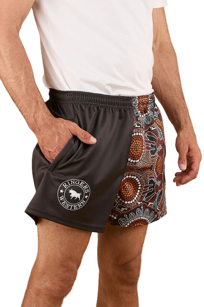Walkabout Warrior Footy Shorts - Charcoal/Multi