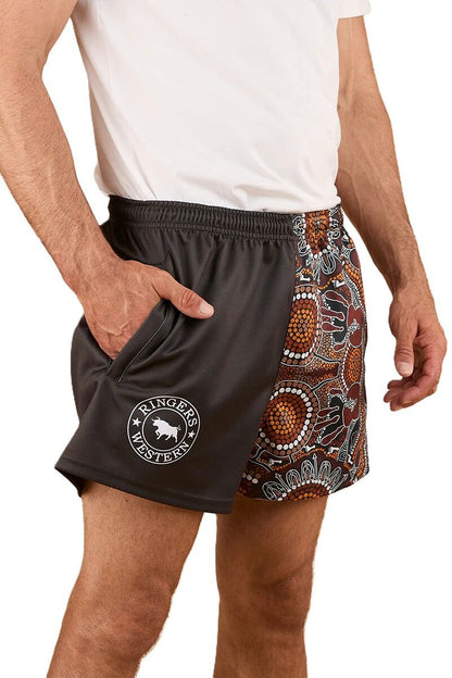 Walkabout Warrior Footy Shorts - Charcoal/Multi