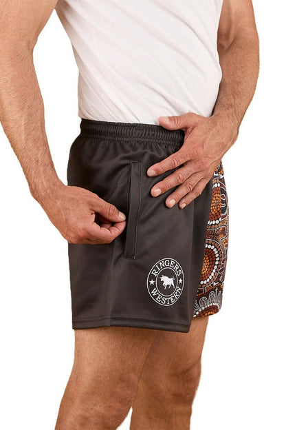 Walkabout Warrior Footy Shorts - Charcoal/Multi